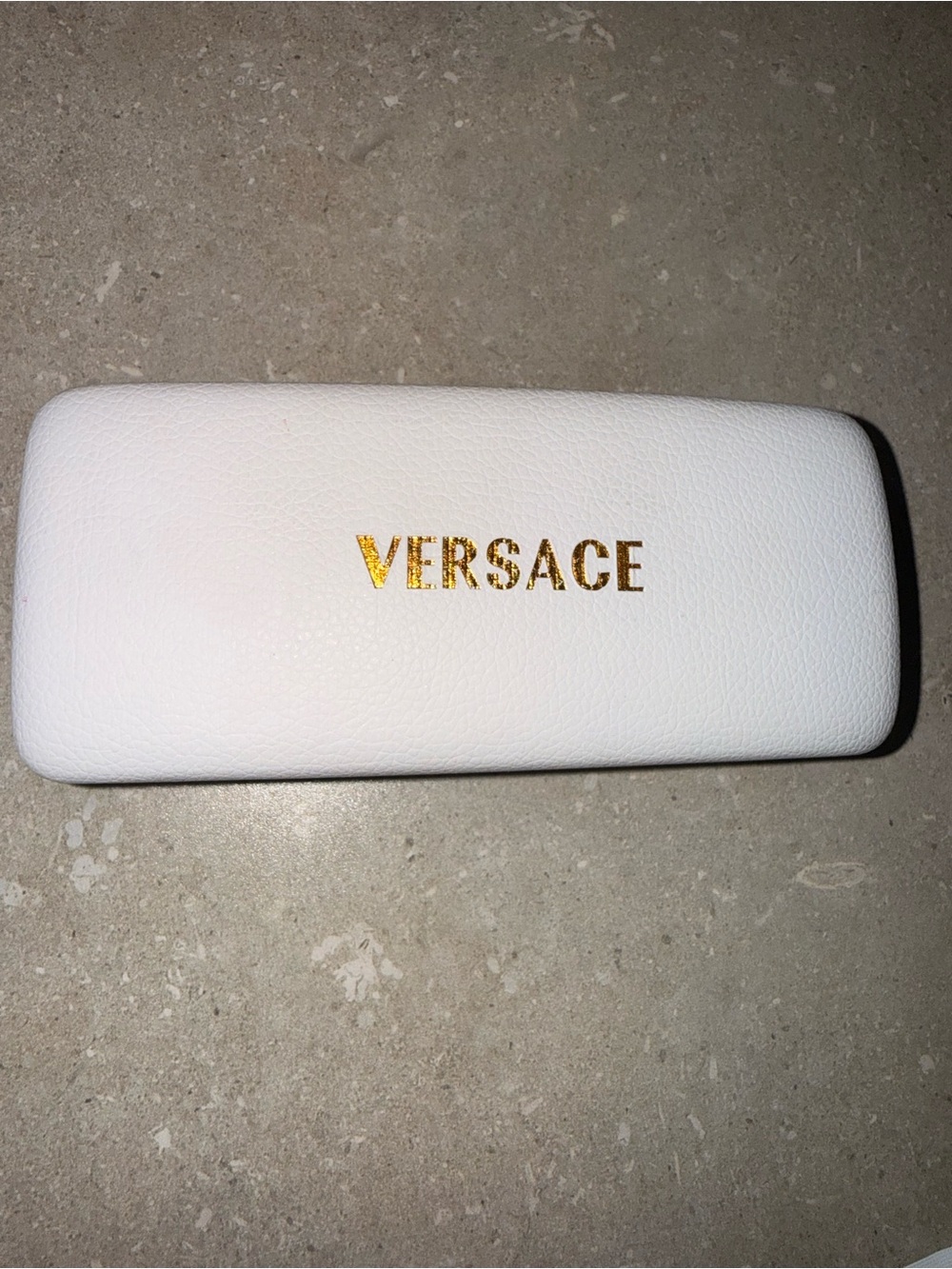 Versace White Sunglasses Case with Gold Logo